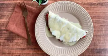 Tapioca doce de chocolate com morango