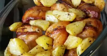 Receita de Frango Assado com Batatas e Maionese