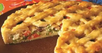 Receita de Torta de Bacon com Couve-Flor e Ervilha