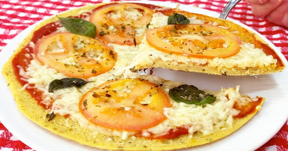 Pizza Rápida e Saudável Massa com 2 Ingredientes, Sem Trigo e Sem Óleo!